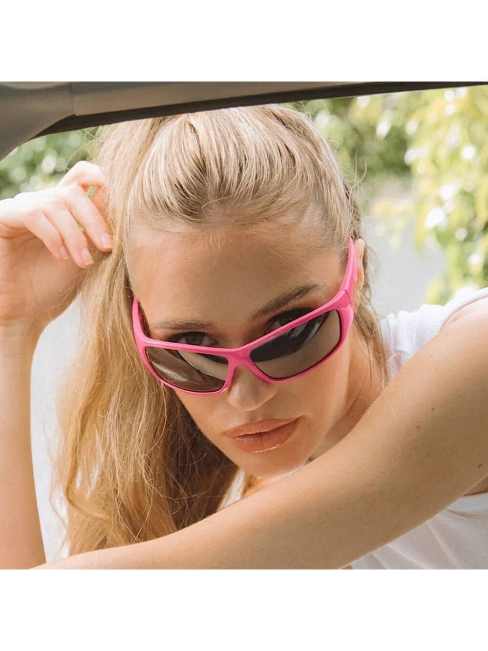 Otra Amari Pink Wraparound Sheild Sunglasses New
